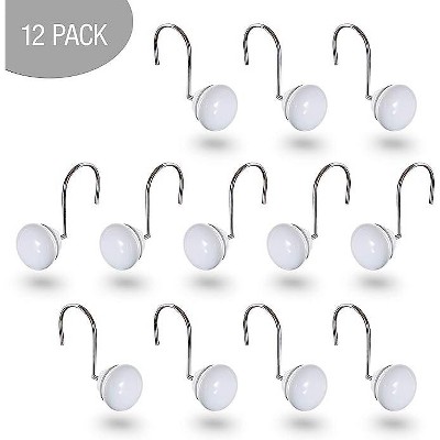 White Resin Decorative Shower Curtain Hooks Set of 12