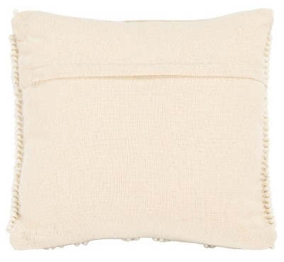 Ivory Embroidered Wool Blend Square Throw Pillow