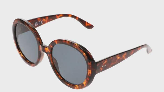 Women&#39;s Shiny Plastic Round Brown Lens Sunglasses - Universal Thread&#8482; Brown/Tortoise Print, 4 of 5, play video