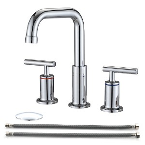 ALEXOUN 8 inch Widespread Double Handle Bathroom Faucet with Pop Up Drain in Chrome - 1 of 4