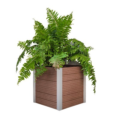 Vita 22" Wide Urbana Cube Square Planter Box Espresso: UV & Weather-Resistant, Indoor/Outdoor Use