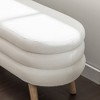 Velvet Fabric Storage Bench Bedroom Bench With Wood Legs For Living Room Bedroom Indoor,Ivory - 4 of 4