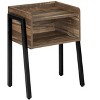 Vynxaria Contemporary 2-Tier Accent Table, Brown Laminate, Black Metal, 18.5" L x 11.75" W x 23.25" H - 3 of 4