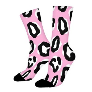 Fashion Leopard White And Black Women Printed Crew Socks Funny Funky Socks Soft Polyester Novelty Gifts for Artists Men - 1 of 1