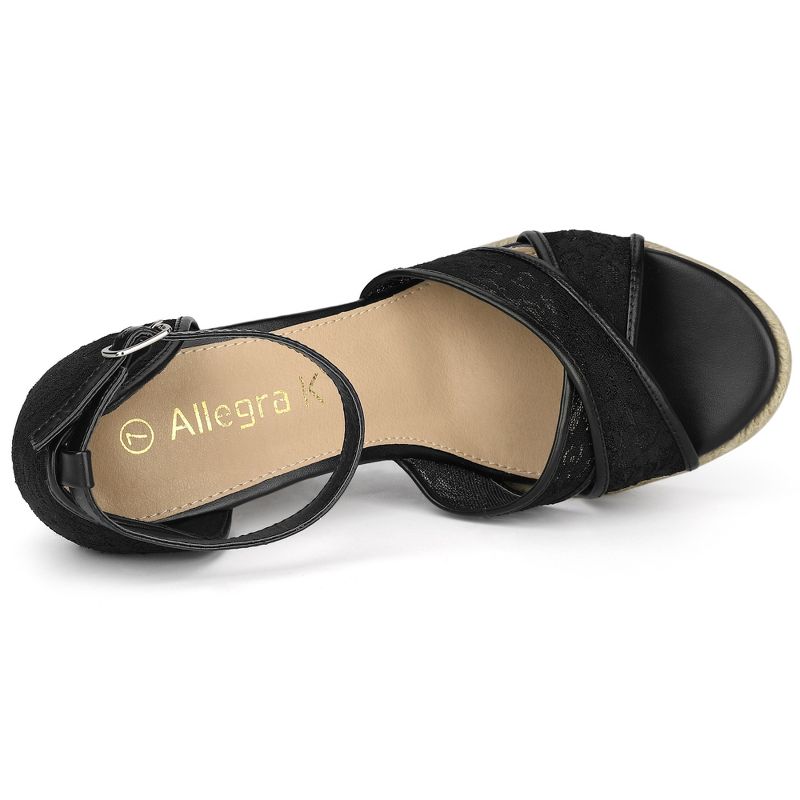 Allegra K Women's Ankle Strap Espadrille Wedge Heel Wedge Sandals, 5 of 8
