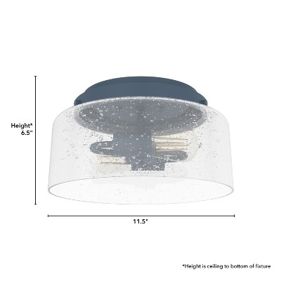 Indigo Blue Hartland Seeded Glass LED Flush Mount Light