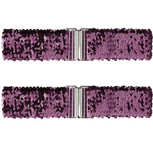 Allegra K Women's Stretchy Wide Waist Belts Interlock Buckles Shinny Sequins Decor Belts for Dresses 2 Pcs - 1 of 4