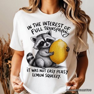 Lemon Squeezy Raccoon T-Shirt, Funny White Tee for Sarcastic People| OrnamentallyYou - 1 of 4