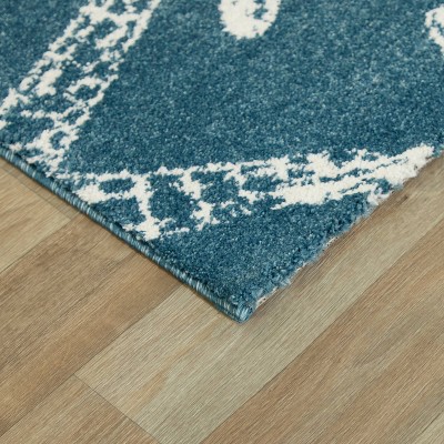 Leyton Blue and White Starfish Coastal Runner Rug