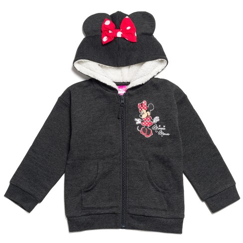 Mickey Mouse Friends Minnie Mouse Toddler Girls Fleece Zip Up Hoodie Red Gray 2t Target