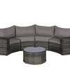 Outdoor Sofa Set, Sectional Half-Moon Sofa, PE Wicker Sofa With Cushions, Sofa Set with Tempered Glass Round Coffee Table-Coolbibila - 4 of 4