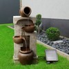 Teamson Home 28" Cascading Bowls with Solar LED Lights Outdoor Metal and Polyresin Birdbath Water Fountain - 3 of 4