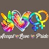 Adult Design By Humans Accept Love LGBTQIA+ Pride Tie Dye Rainbow By HARGOORacerback Tank Top - 2 of 2