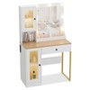 Vanity Desk with Mirror and Lights, Makeup Dressing Table w/Adjustable Bulbs, Sturdy MDF Top & Metal Leg, Smart Storage Drawers & Cabinets for Bedroom - 2 of 4