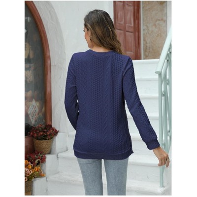 Maternity Tops Sweatshirt Button-Slit Faux Sweater