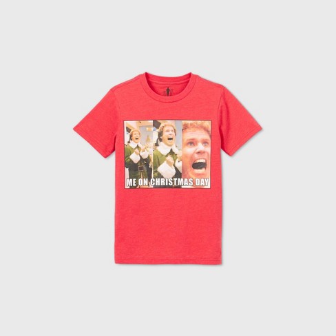 Boys Elf Me On Christmas Day Short Sleeve Graphic T Shirt Red Xs Target - boys crew neck short sleeve roblox graphic t shirt