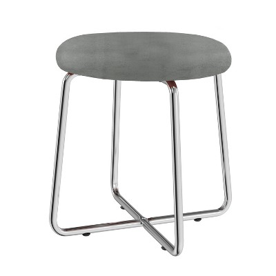 18" Regan Backless Metal Vanity Stool Chrome/Gray Velvet - Hillsdale Furniture