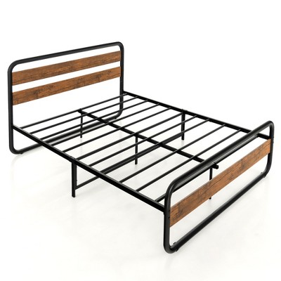 Costway Full Metal Bed Frame Arc Platform Headboard Footboard Mattress ...