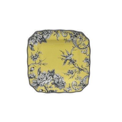 Adelaide Yellow Floral Porcelain Square Dinnerware Set, Service for 4