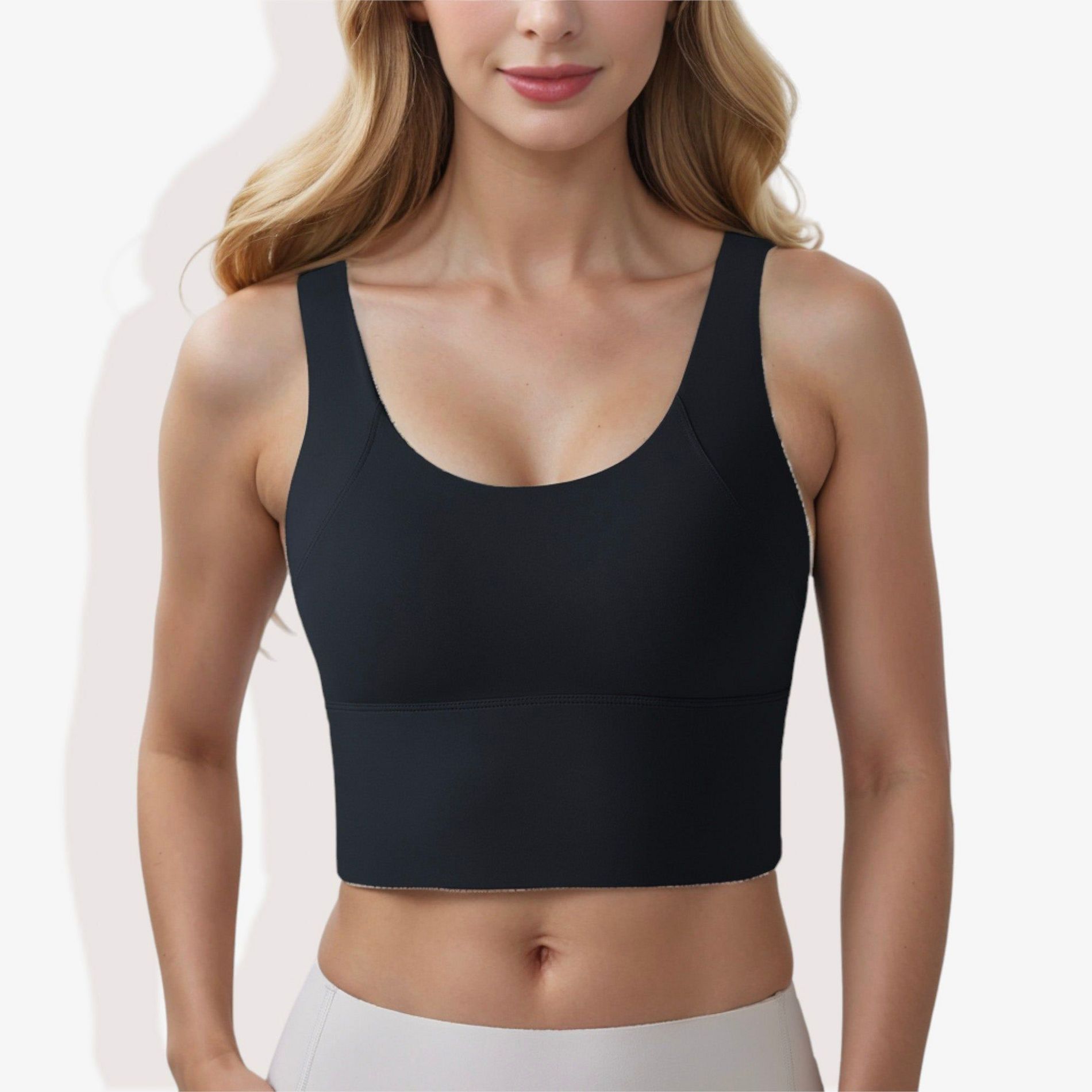 Anna-Kaci Active Women's Longline Sports Bra with Wide Straps and Scoop Neck