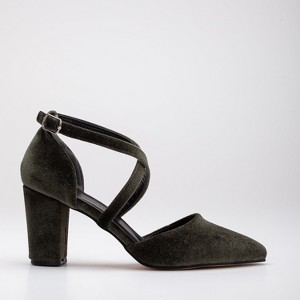 Sina - Olive Green Velvet Heels | Forever & Always Shoes - 1 of 4