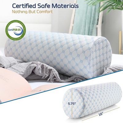 Nestl Firm Memory Foam Neck Roll Pillow with Cooling Cover