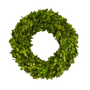 Nearly Natural 14-in Preserved Boxwood Wreath - 1 of 3