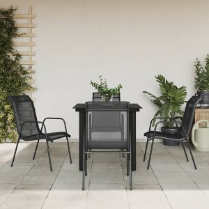 vidaXL 5 Piece Patio Dining Set Black Steel and Textilene - 1 of 4