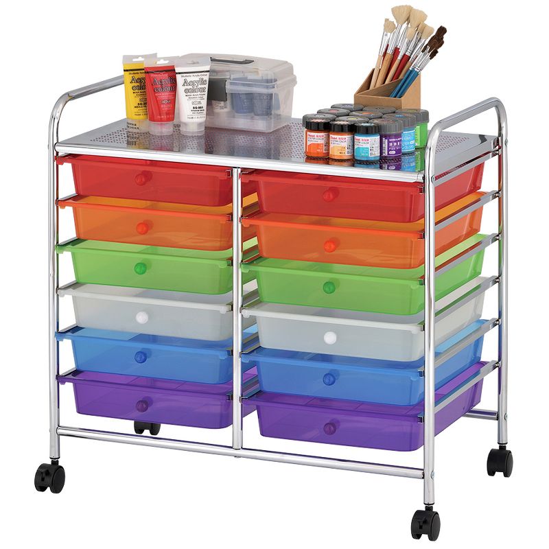 ECR4Kids 12-Drawer Mobile Organizer, Storage Cart, Assorted, 3 of 10