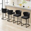 HYLEORY Counter Height Bar Stools 24'' Bar Stools Set of 2 Leather Bar Chairs Modern Upholered Barstools with Back for Kitchen Counter,Black - 2 of 4