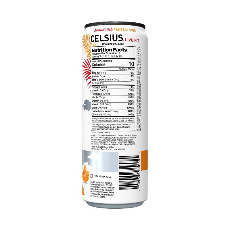 Celsius Sparkling Fantasy Vibe Energy Drink - 12 fl oz Can, 4 of 7