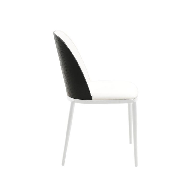 LeisureMod Tule Dining Chair with PU Leather/Velvet/Suede Seat and White Steel Frame, 3 of 11