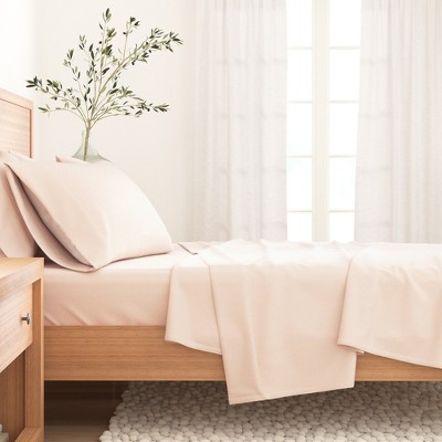 King Size Blush Pink Cotton Flannel Sheet Set