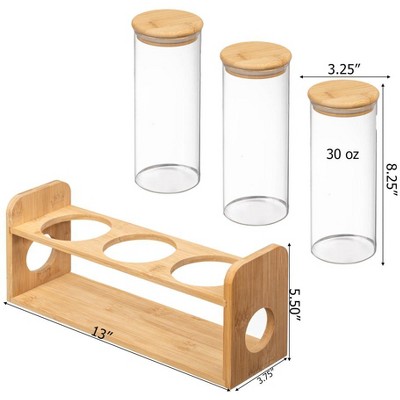 Basicwise 3 Pcs 30oz Glass Jars with Bamboo Shelf for Storing Coffee, Sugar, and Grains, Airtight Canisters for Nuts, Pasta.Ideal for Kitchen & Pantry — фото 6
