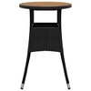 vidaXL Patio Table 23.6 in.x29.5 in. Acacia Wood and Poly Rattan Black - 3 of 4