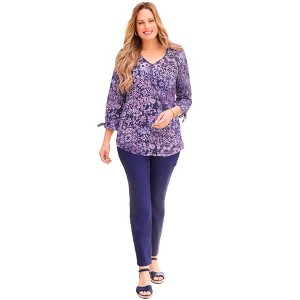 Catherines Knit Tie-Sleeve Henley Top - 1 of 2