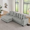 Busaurus Corduroy Upholstered Sleeper Sectional Sofa, L-Shaped Modular Convertible Sofa with Ottoman - 4 of 4