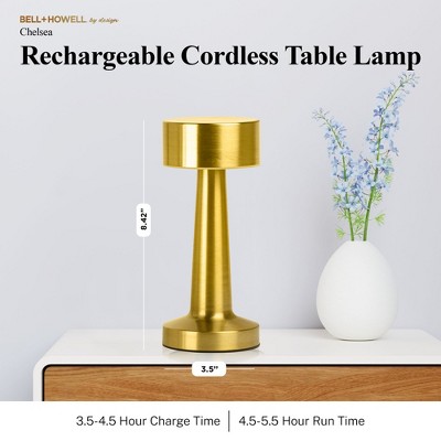 Gold Cordless Touch LED Table Lamps with Adjustable Brightness