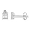 Haus of Brilliance Silver Princess Cut Diamond Square Stud Earrings - 2 of 4