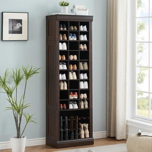 coucheta 10-Tier Tall Shoe Cabinet, 73.35" Extra Large Shoe Rack for 30 Pairs, Free Standing Organizer with Boot Shelf for Entryway, Farmhouse Style - 1 of 4