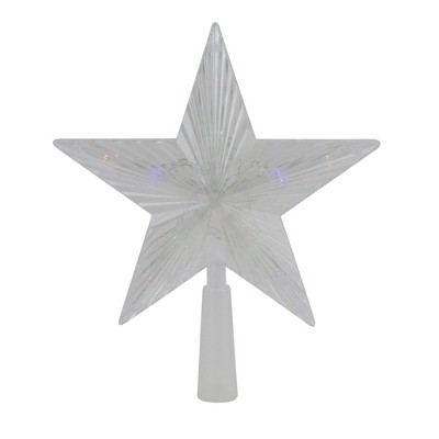 Northlight 8" Pre-Lit Clear Crystal Star Christmas Tree Topper - Multicolor LED Lights