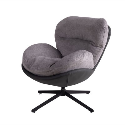 NicBex Chenille Swivel Accent Chair,Upholstered Swivel Living Room Chairs with High Backrest and Metal Base,Accent Chairs for Living Room