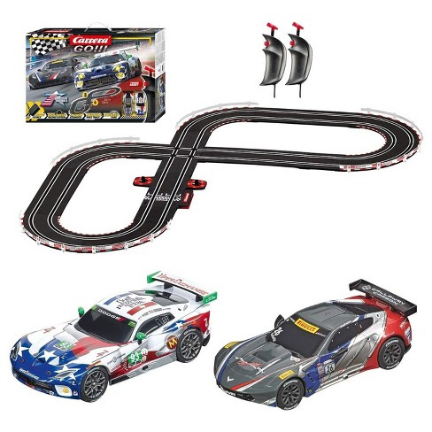 Racing Car Track Set 2 Slot Cars Controllers Loops Turns Racecar Play Fast Game 