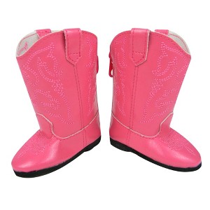 Sophia’s Faux Leather Cowboy Boots with Embroidered Details for 18” Dolls - 1 of 2