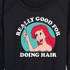 Women's - Disney Princess - Ariel Good For Doing Hair Lightweight French Terry Wide Neck Long Sleeve Graphic Shirt - 2 of 4