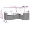 vidaXL 4 Piece Patio Sofa Set with Cushions Black Poly Rattan - Black and Blue Without Table - 3 of 4