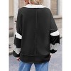 Imily Bela Womens Color Block  Oversized Polo Shirt V Neck Long Sleeve Casual Pullover Top - 3 of 4