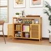 Tangkula Bamboo Bathroom Cabinet 2-Door Storage Organizer w/ Shelves for Living Room - 4 of 4