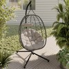 LeisureMod Summit Series Outdoor Egg Swing Chair in Black with Cushions, Hanging Patio Chair for One Person - 2 of 4