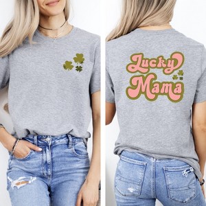 Simply Sage Market Women's Lucky Mama Retro Clovers Front and Back Short Sleeve Graphic Tee - 1 of 4